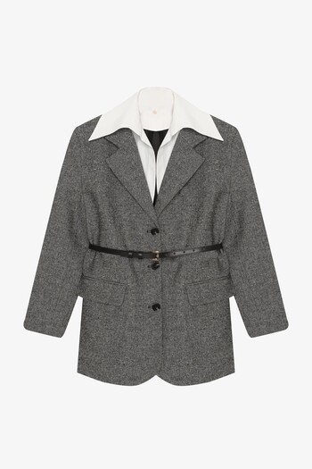 Quzu Shirt Detailed Jacket Anthracite