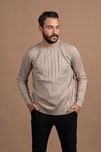 ADVANTE Zero Neckline Self-Striped Lycra Acrylic Seasonal Sweater