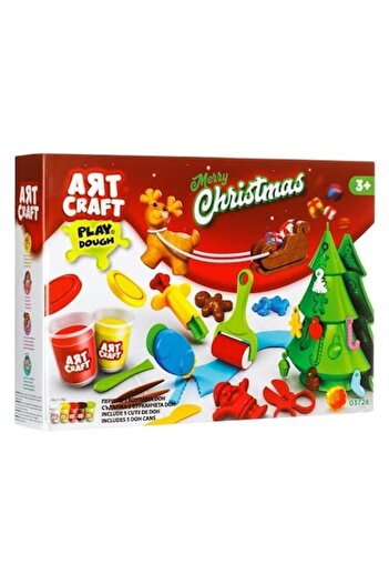 Art Craft Christmas Tree Plasticine Modeling Set – 5 containers 56g, tools and themed shapes, children 3+
