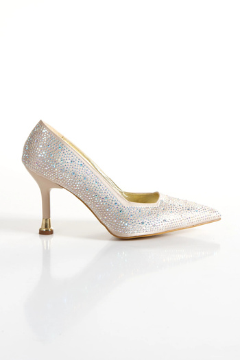 MFT AYAKKABI Stylish Thin Heeled Evening Shoes Suitable for Special Occasions with Stone Detailing