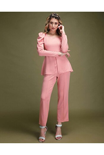 iza Women Pink Solid Co-ords Set