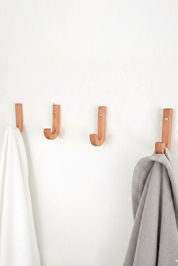 Kuzeylina 2-Piece Natural Wooden Wall Hanger – Beech Wood Hook Hanger |   Decorative & Durable Design