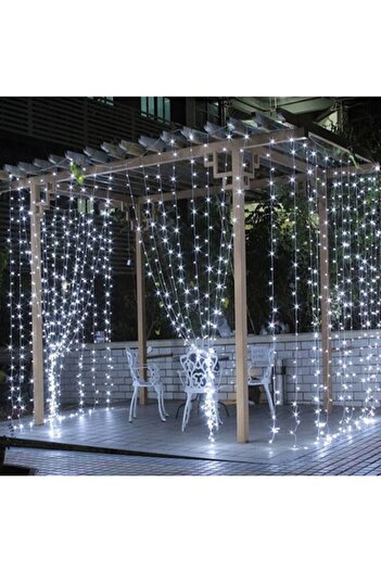 GOLD MARKET Christmas Curtain Installation for Outdoor IP65, 2 m x 5 m, 1000 Large LEDs, Cool White, with Fl