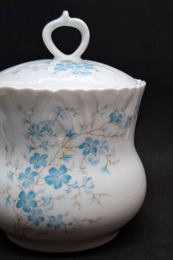 Fransız Limoges Jammet Seignolles Venus Antique Blue Lid Sugar Bowl 350 ml