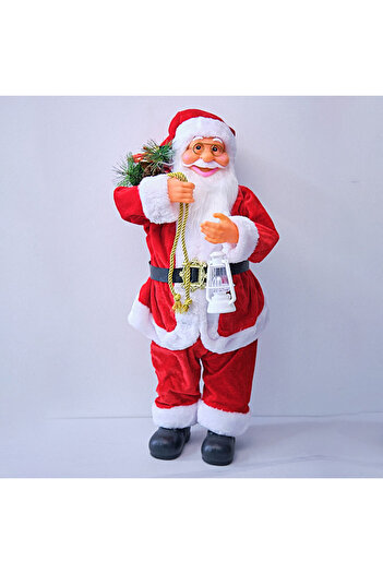 velve Festive Santa Claus figurine with gift bag and lantern, 62cm