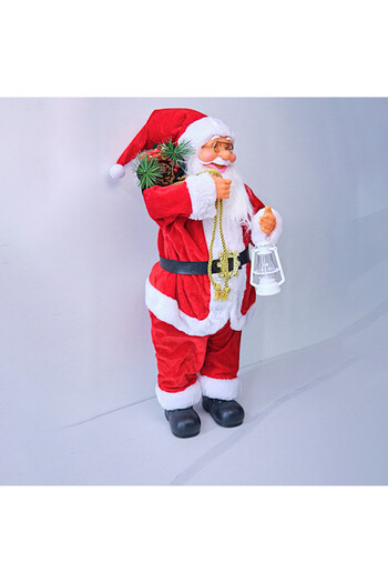 velve Festive Santa Claus figurine with gift bag and lantern, 62cm