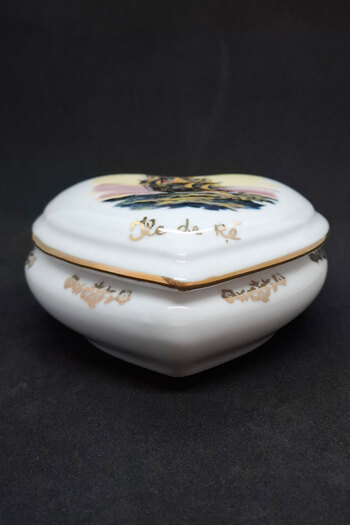 Fransız Limoges Vintage Bonbonniere Sugar Bowl with Stamp 2 Pieces 140 ml