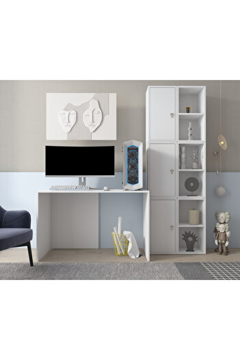 nettrends.net the new trend of shopping Oyuncu Masası Modüler Dolaplı Çalışma İstasyonu 120x60 cm Beyaz-NRG-OYNM-1001