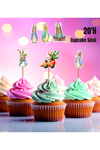 Ege ajans Peter Rabbit Rabbit-Themed Tooth Wheat Cupcake Topper (20-Pack Thick Paper)