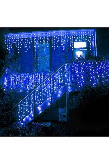 GOLD MARKET Christmas Curtain Fringe Light Installation for Outdoor Use, IP44, 10 m x 0.7 m, 286 LEDs, 8 Light E