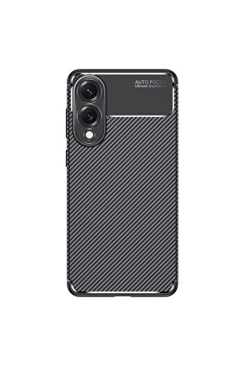 Başkenttekno Case for Samsung Galaxy S25 Edge Carbon Fiber Pattern  Silicone Cover