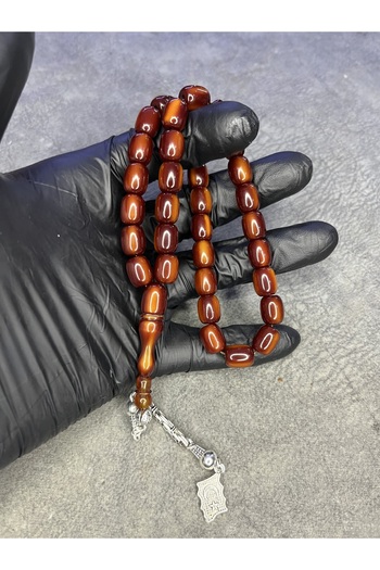 Mos Tespih Old Collectible High-End Crimped Amber Prayer Beads