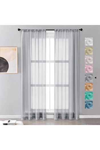 OEM Transparent lace curtains Grey 245x140 cm set of 2 pieces