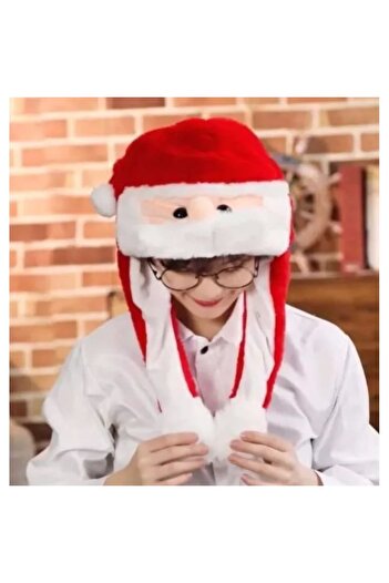 OEM Christmas Hat with Movable Ears and Mustache, LED, Red/White