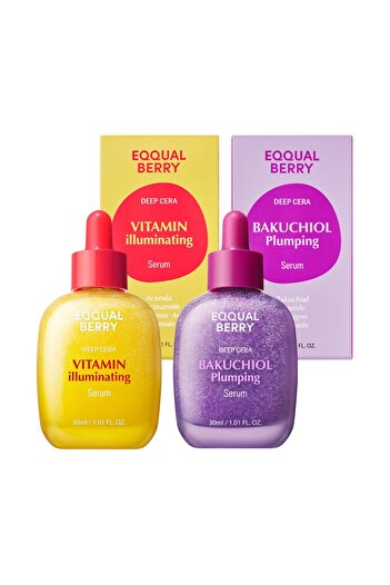 EQQUALBERRY Bakuchiol & Vitamin C Serum Set - Anti-Aging & Brightening Duo for Radiant, Firm Skin |