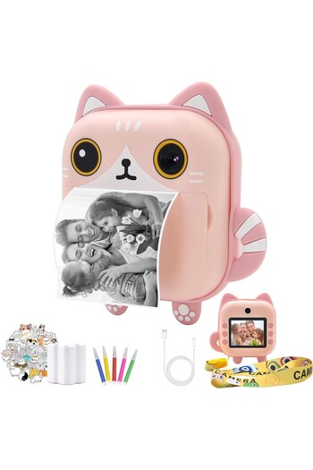 VALA Children's Camera with Printing Function, Vala® M2, Cat Model, 48MP Resolution 1080P, Dual Front-Ba