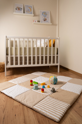 BABYNENA Starry Crib Side Protection and Patchwork Play Mat Set of 2