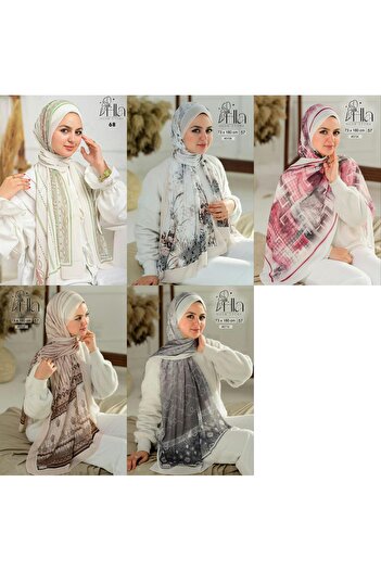 Hala Digital chiffon veil with different patterns, set of 5 different pieces