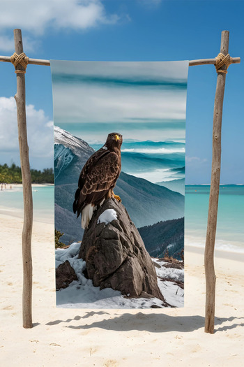 BETHA Eagle Patterned Cotton Beach Towel – Patterned Design – 75X150 cm