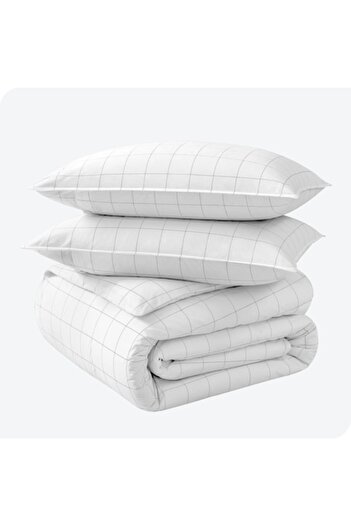 Zeaicos Cotton Bedding Set, 300 Thread Count, Full/Queen, 180x200cm, White/Black