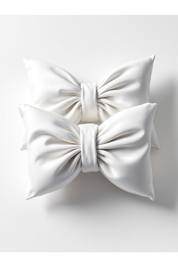 JACA Bow-Looking Inner-Filled Decorative Linen Fabric Pillow Ribbon Gift Throw Pillow Cushion Set (2 Pieces)
