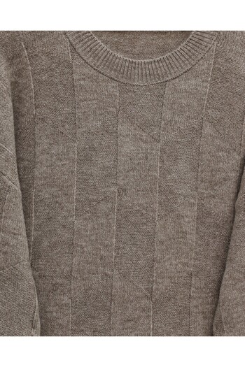 Modamorfo Round Neck Casual Patterned Knitwear Sweater -Toprak