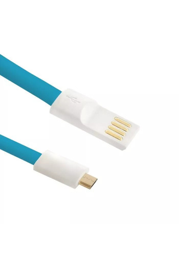Qoltec USB Cable - Micro USB 1m Gold Plated Flat Cable Blue