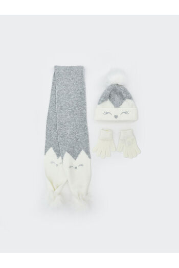 LC Waikiki Lcw Pompom Detailed Girl's Scarf Beanie and Gloves (W5)