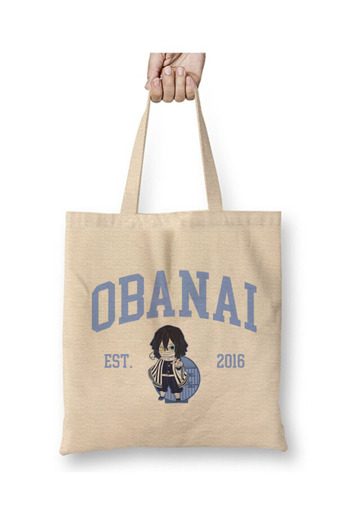 Toyaso Obanai Demon Slayer White Cloth Bag Long Handle Shopping Bag Beach Bag