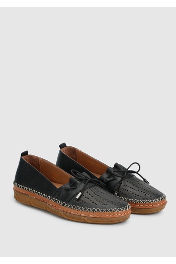 Eclipse Black Leather Women's Shoes