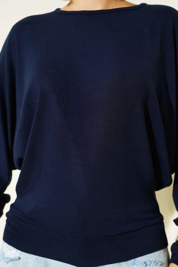 Işıltı kidss Batwing Sleeve Casual Blouse Navy Blue T4273