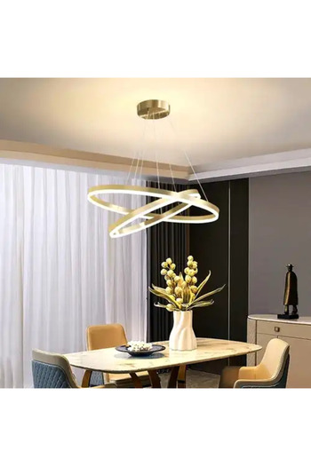LED CONCEPT Smart LED chandelier with remote control and three types of light, round, 112W, dimmable, 60x60x120cm