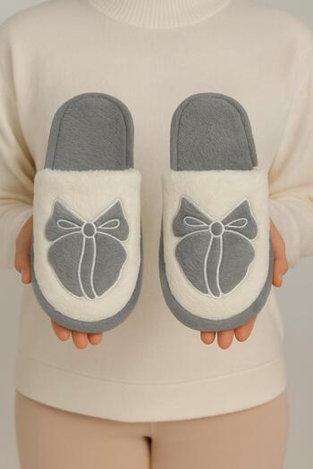 STOCON Women's Bow Embroidered House Slippers No Sound Sole Dowry Gift Bundle Slippers Stc1179