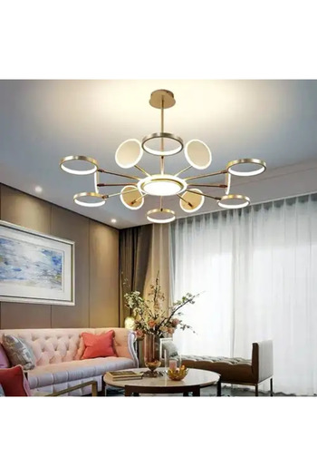 LED CONCEPT Smart LED chandelier with remote control and three types of light, round, 143W, dimmable, 120x120x38cm