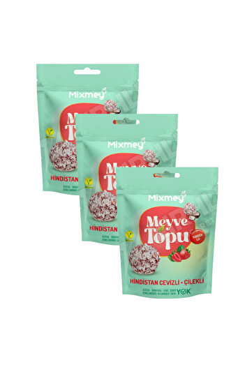 mixmey Gluten-Free Fruit Ball with Coconut and Strawberry 90 Gr X 3 Pieces