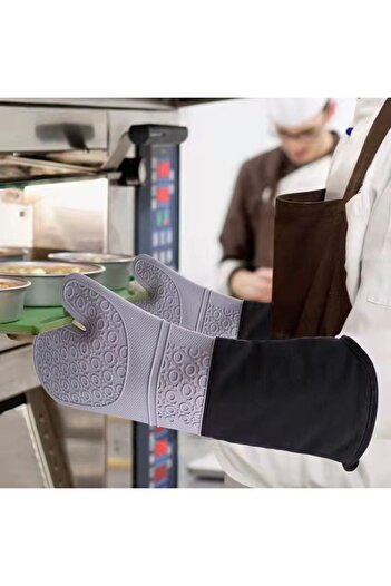MOSTAFA Long oven glove, silicone fabric, cotton inside