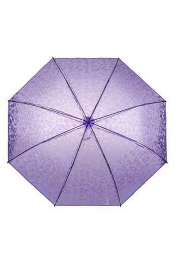 OEM Umbrella with Automatic Opening Purple Semi Transparent Polka Dots 81 cm