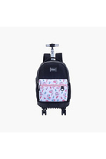 BOZ Trolley Backpack with Retractable Handle and Prints - 27 x 10 x 31 cm