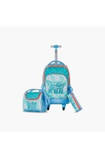 zmzm School Backpack with Four Wheels, Lunch Bag, and Pencil Case - Easy Kids Floral Edition - 18 inch