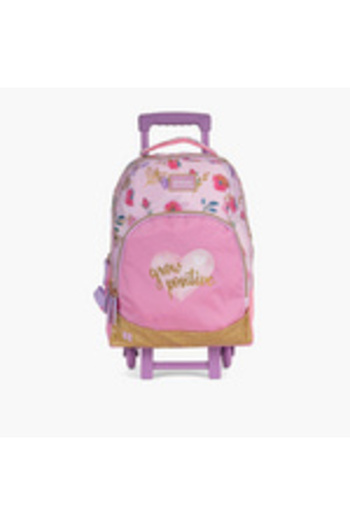 BOZ 18-inch Trolley Backpack with Retractable Handle and Floral Prints - 28 x 13 x 45 cm