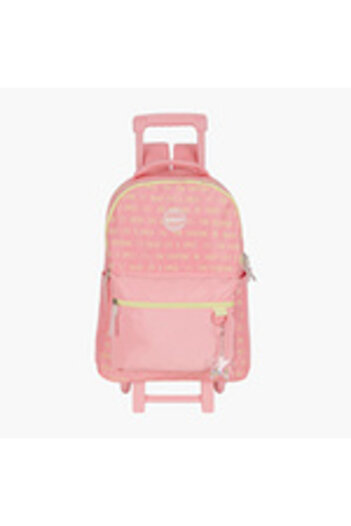 BOZ Confetti Print Trolley Backpack with Extendable Handle and Zip Closure by - 27×10×31 cm