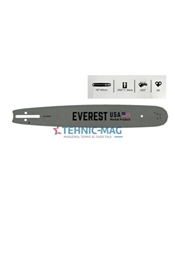 Everest Chainsaw Bar 40 cm, Pitch .325, 1.3 mm - 66 Teeth Chain -