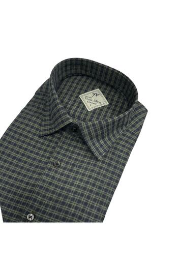 GÖMLEK GALERİSİ Classic Wide Cut Plaid Double Pocket Flannel Long Sleeve Men's Shirt