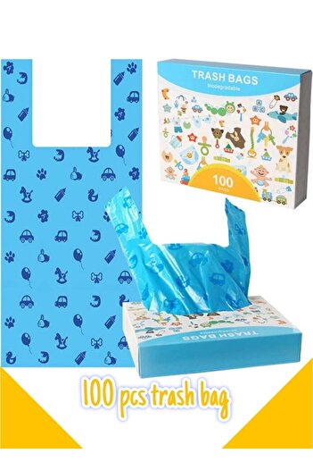 Generic 100-Piece Disposable Diaper Bag, Safe and Control Biodegradable Baby Nappy Sacks