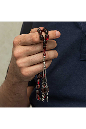 norsary Silver Red Black Fire Amber Prayer Beads