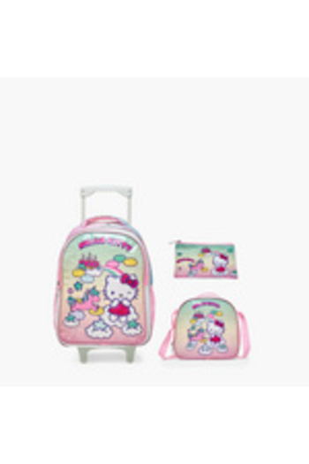 Hello Kitty Print 3-Piece Trolley Backpack Set - 16 Inches