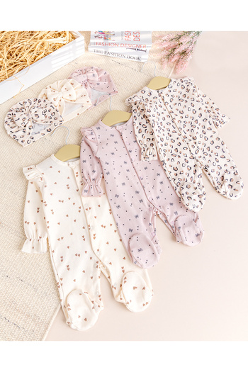 Babymod Baby Girl Romper with Triple 100% Cotton Hat