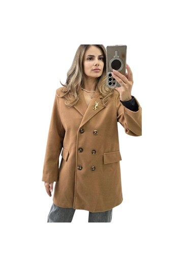 GLAMSI Modern women's jacket made of striped fabric with brooch and lining