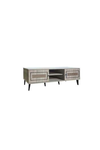 BAITY TV Stand 160 cm Malaysian Wood with 2 Drawers and Shelves - Beige
