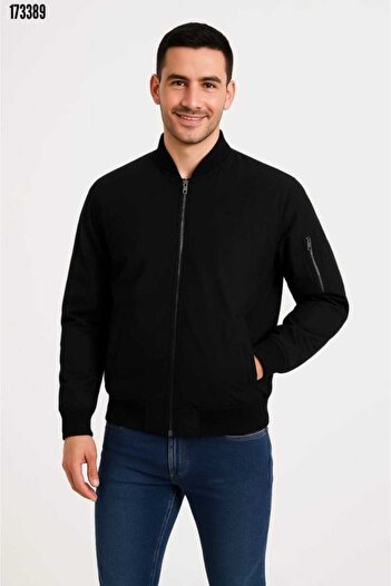 Giyimodam Men's Lined Zippered Bomber Jacket